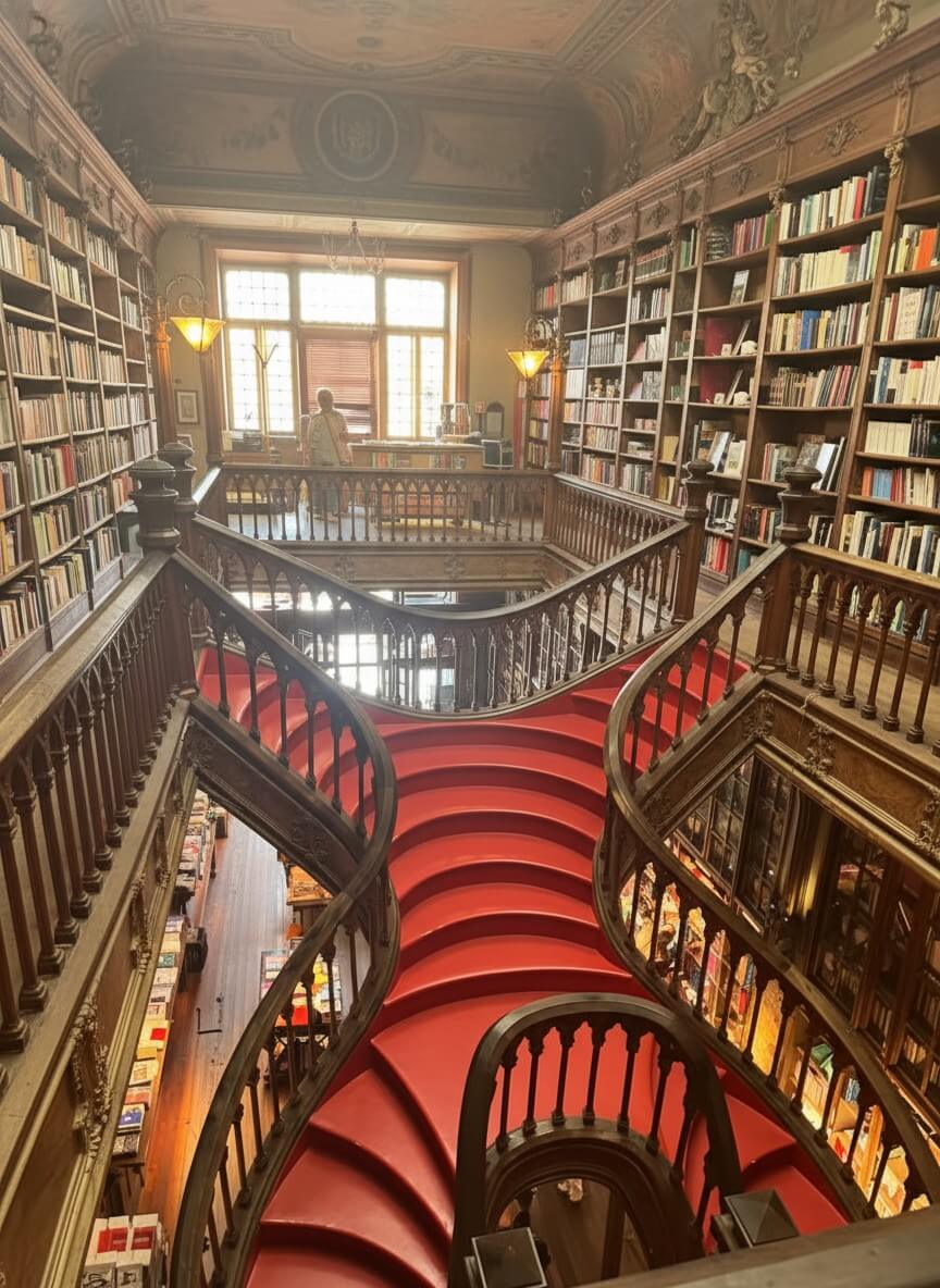Scala spirale della Libreria Lello a Porto